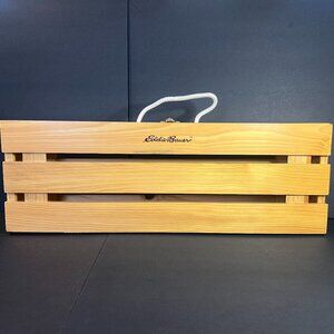Eddie Bauer Limited Edition Wooden Hinged Crate Case w/ Rope Handle 25.5 x 8.75"